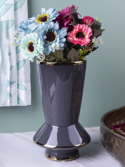 VON CASA Vase, Flower Vase, Unique Glazed Design, Decorative Vase, White, Ceramic