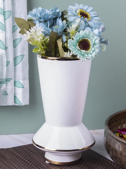 VON CASA Vase, Flower Vase, Unique Glazed Design, Decorative Vase, White, Ceramic