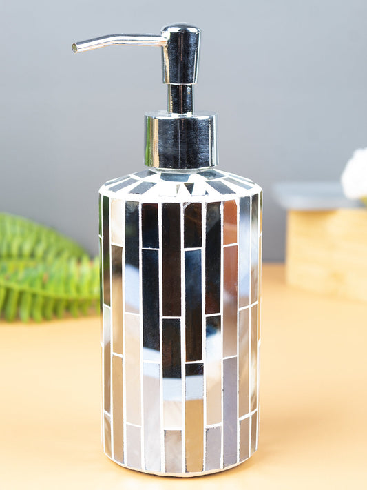 VON CASA Soap Dispenser, Silver, Glass, 400 mL