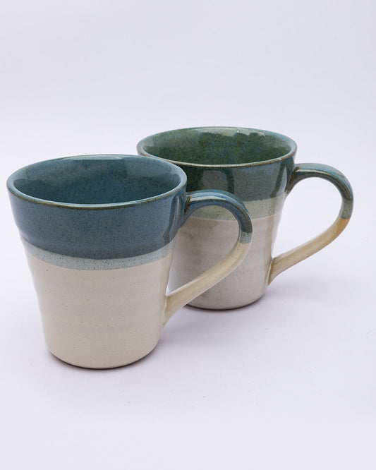 VON CASA Mug Set, Tea & Coffee Mug Set, Soup Mug, Handmade, Two-Tone Look, Ivory, Ceramic, Set of 2