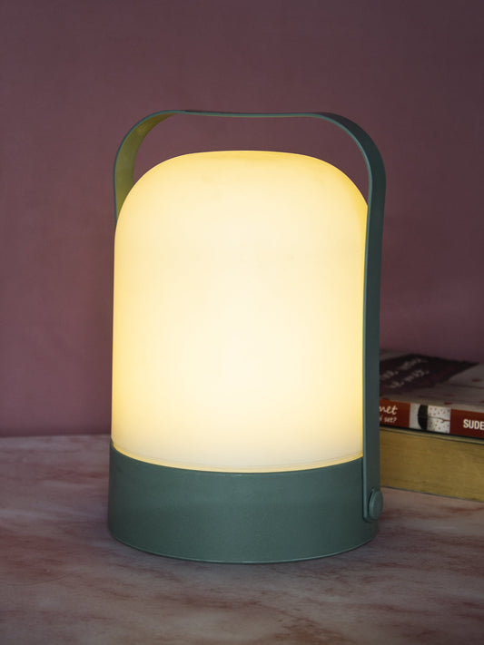 VON CASA Decorative Lantern, Lamp, Battery Operated, for Outdoor & Indoor Hanging, Table Decoration, Green, Plastic