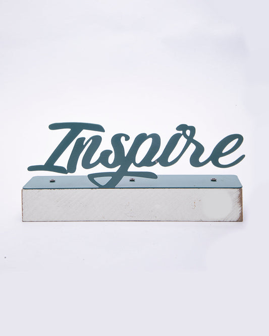 VON CASA Metal Handwriting Table Décor, Inspire, Blue Colour, Metal & MDF