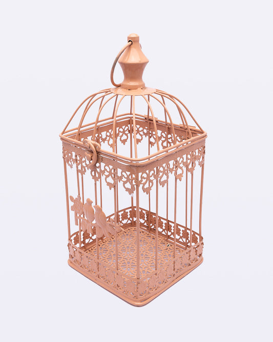 VON CASA Hanging Cage Planter, Decorative, Home & Office Decor, Copper Finish, Iron