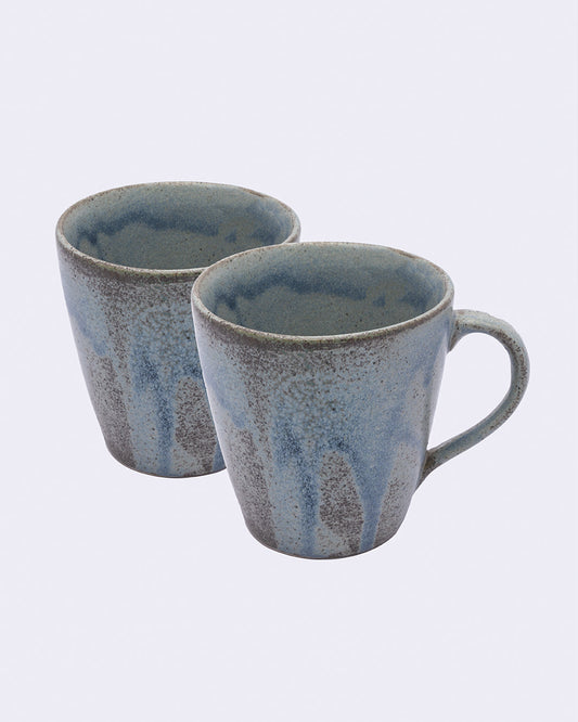 VON CASA Mug Set, Tea & Coffee Mug Set, Soup Mug, Handmade, Grey, Ceramic, Set of 2