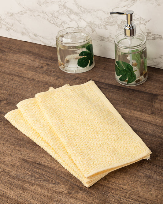 VON CASA Face Towel, Rose, Yellow, Cotton, Set of 3