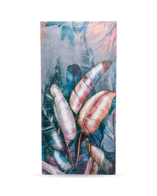 VON CASA Leaves Hand Made Oil Painting, Gallery Wraped, Blue, Canvas - VON CASA