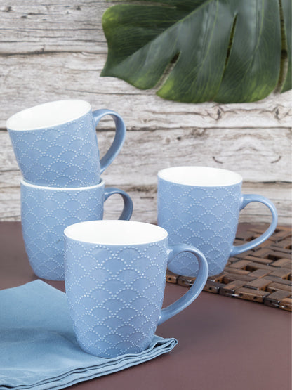 VON CASA Honey Embossed Tea & Coffee Mug - Set of 4, 24mL