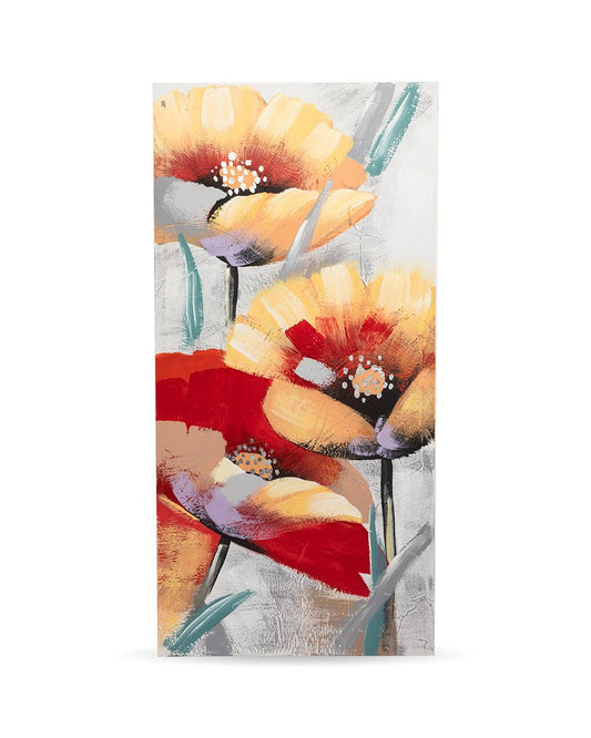 VON CASA Flowers Hand Made Oil Painting, Gallery Wraped, Red, Canvas - VON CASA