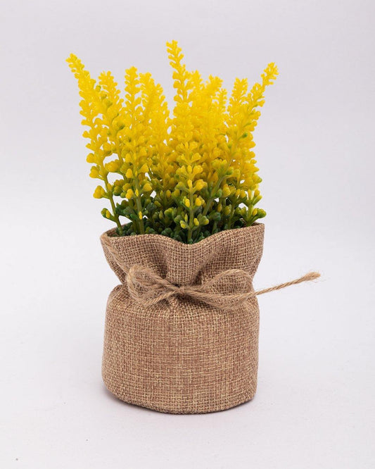 VON CASA Artificial Flower with Pot, Yellow, Plastic