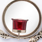 VON CASA Wall Sconce Ring with Mirror, T-Light Holder, Floral Design, Red Votive, Gold, Mild Steel