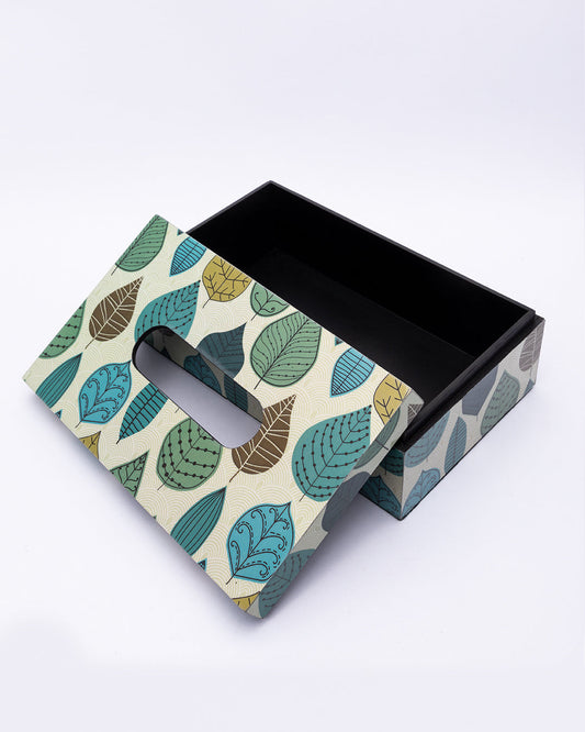 VON CASA Tissue Box, Nature Inspired Design, Facial Tissue Holder with Soft Bottom for Home, Office, & Restaurant, Rectangular, Multicolour, MDF