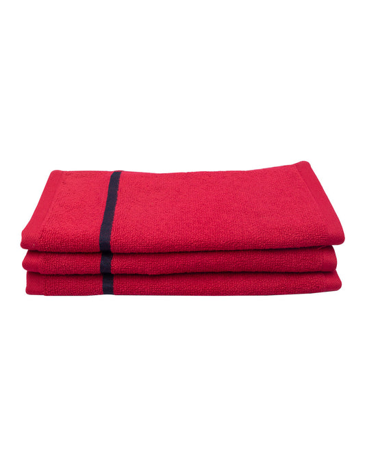 VON CASA Zero Twist Face Towel, Red, Cotton, Set of 3