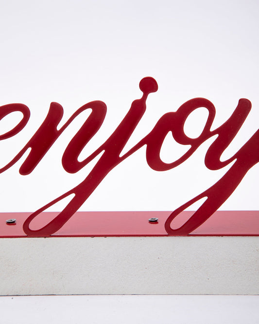 VON CASA Metal Handwriting Table Décor, Enjoy, Red Colour, Metal & MDF
