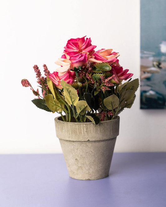 VON CASA Artificial Flower with Pot, Multicolour, Plastic