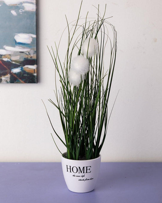 VON CASA Artificial Flower with Pot, Green, Plastic