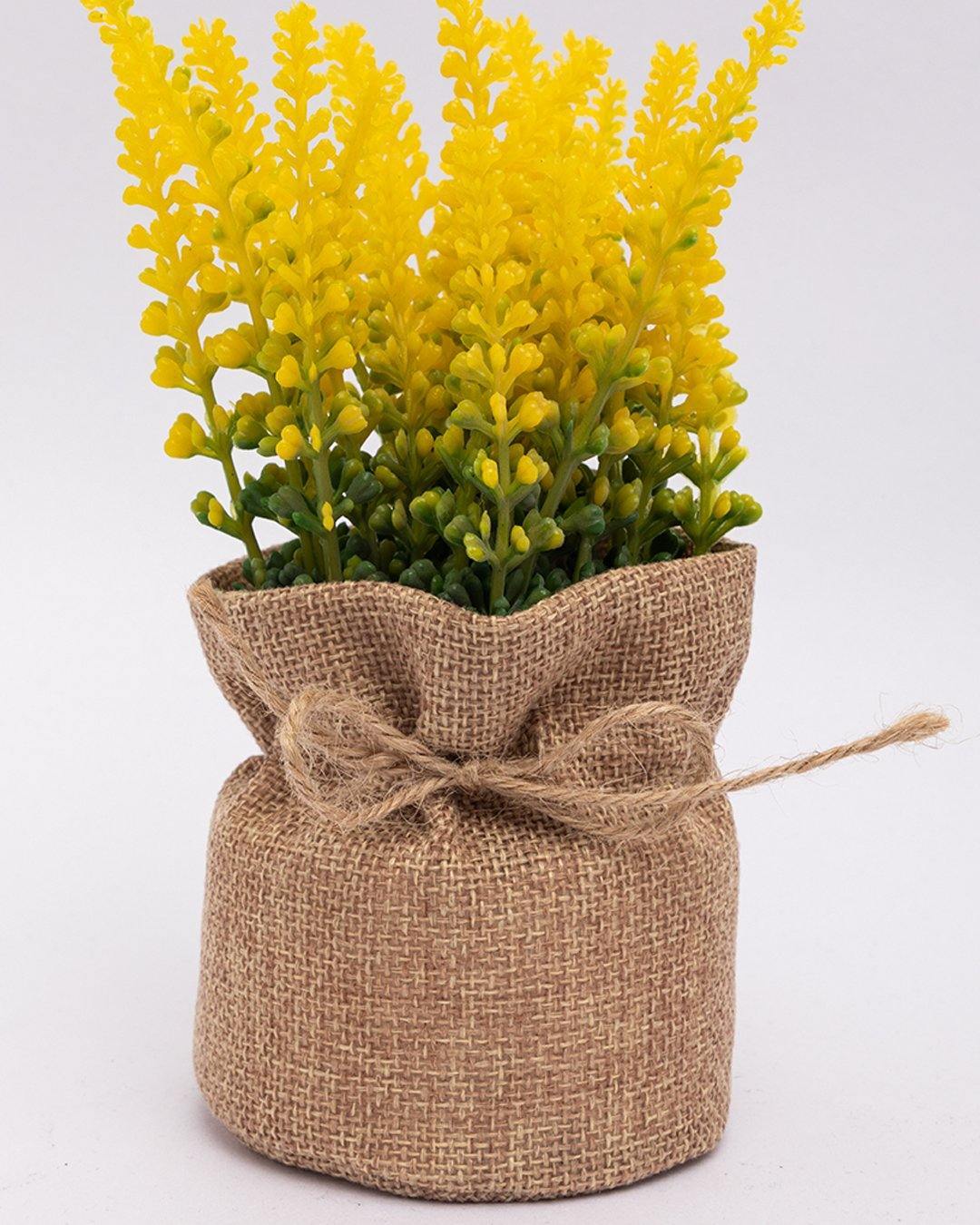 VON CASA Artificial Flower with Pot, Yellow, Plastic