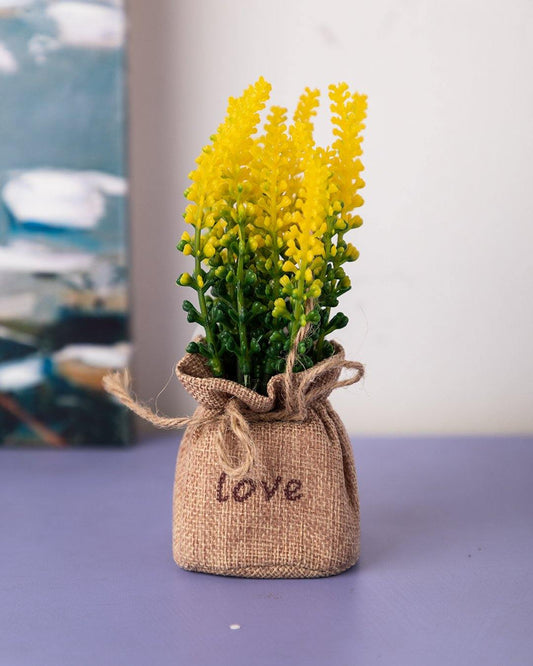 VON CASA Artificial Flower with Pot, Yellow, Plastic
