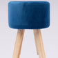 VON CASA Four Legged Wooden Footstool, Ottoman, Navy Blue, Velvet, Wood