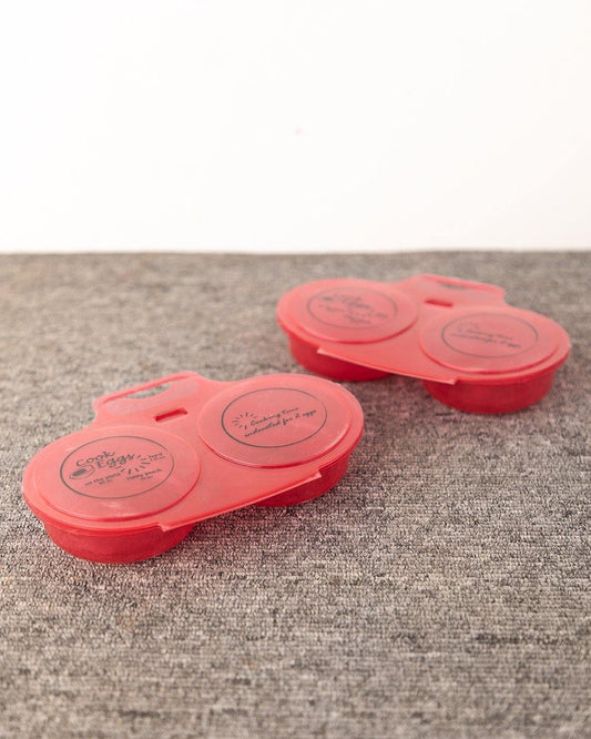 VON CASA Two Cavity Egg Poacher, Microwave Safe, Red, Plastic