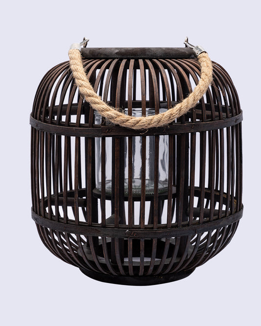 VON CASA Lantern, Bamboo Lantern, Brown, Wood