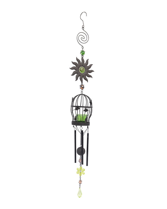 VON CASA Wind Chimes with T-Light Holder, Green, Iron