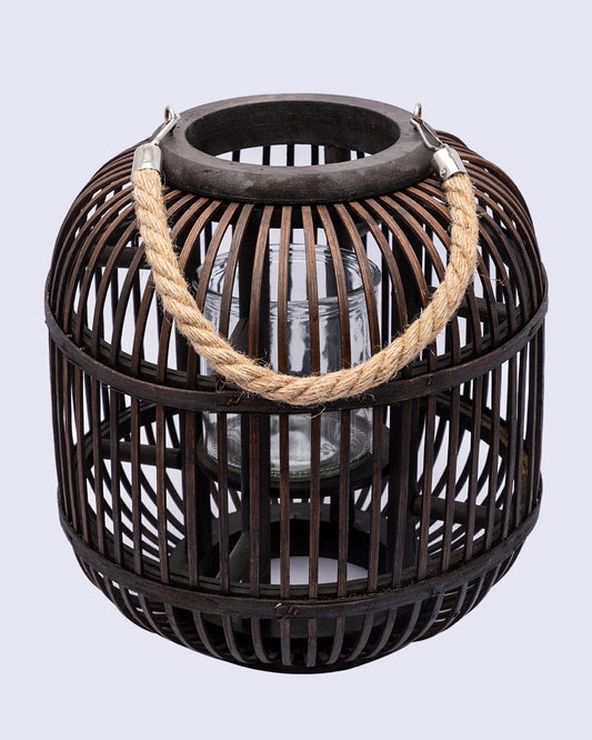 VON CASA Lantern, Bamboo Lantern, Brown, Wood