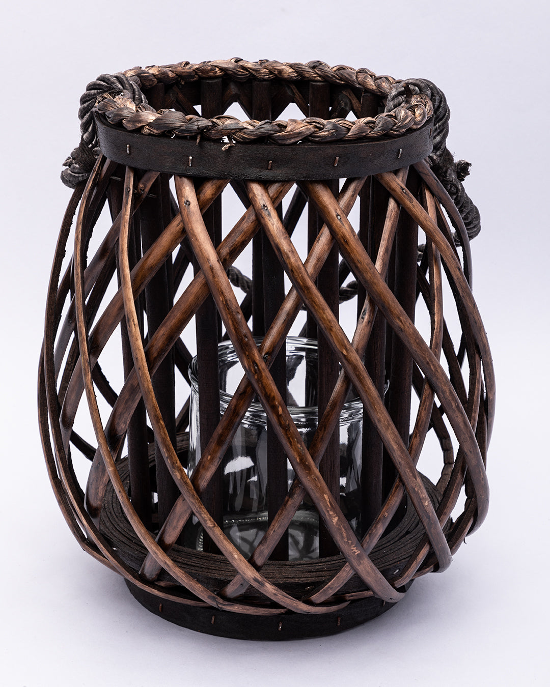 VON CASA Candleholder, Willow, Lantern, Brown, Wood
