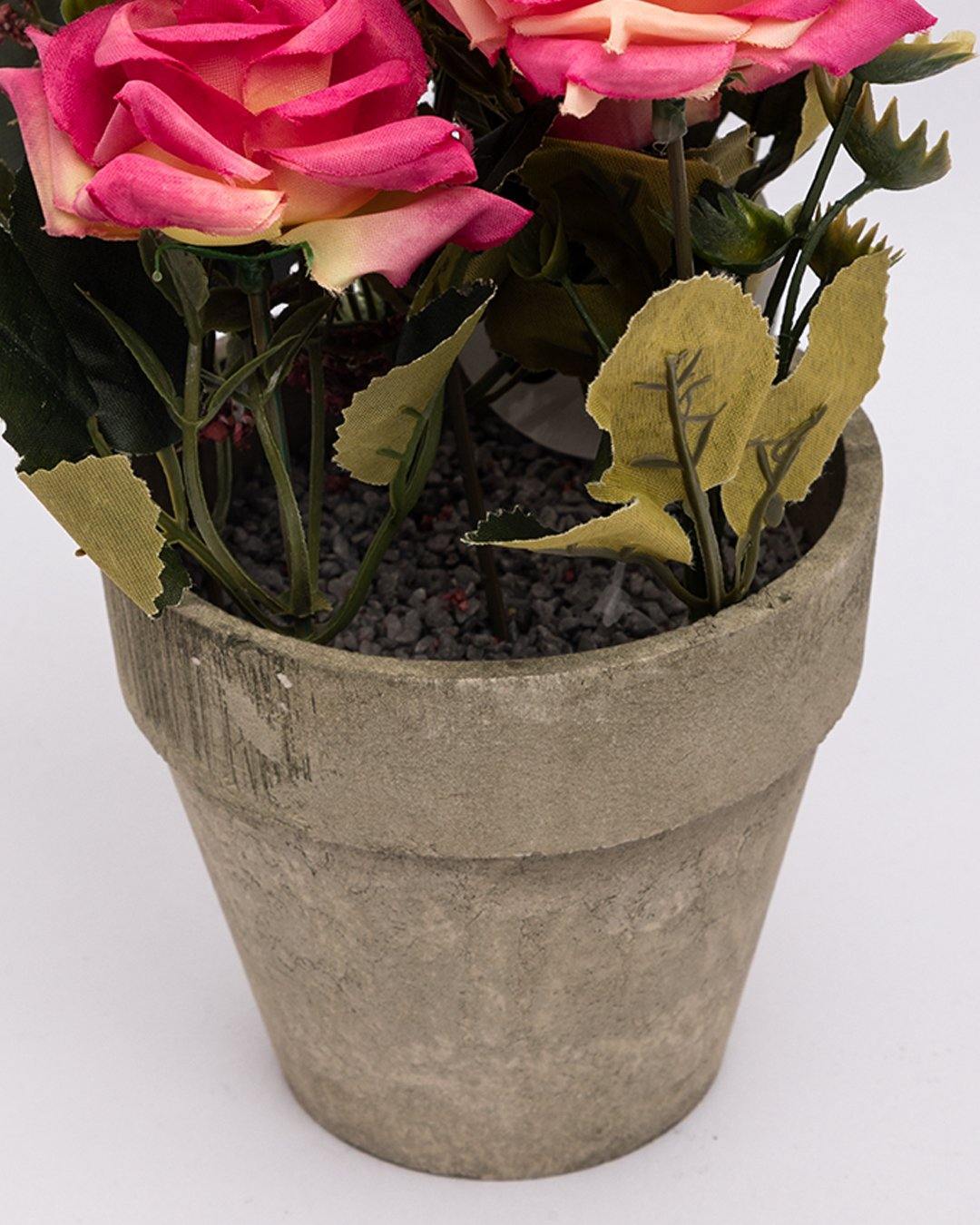 VON CASA Artificial Flower with Pot, Multicolour, Plastic