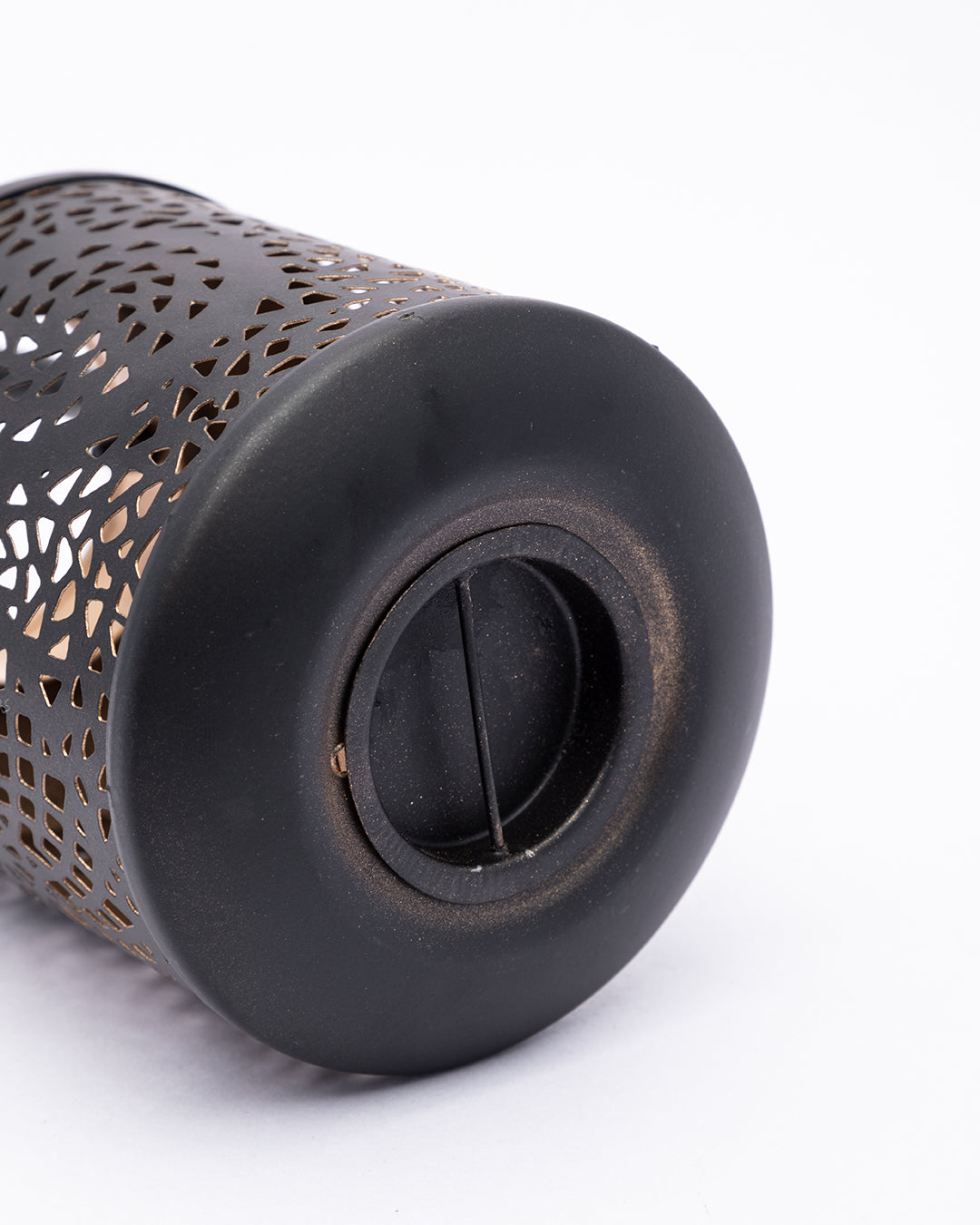 VON CASA Lantern Lamp, T-Light Candle Holder, Sun Pattern Cutwork, Black Colour, Mild Steel