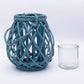 VON CASA Candleholder, Willow, Lantern, Blue, Wood