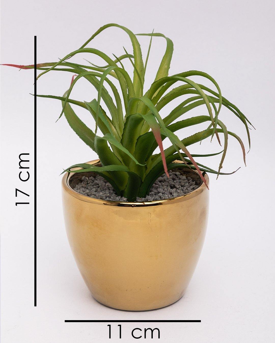 VON CASA Artificial Flower with Pot, Green, Plastic & Ceramic