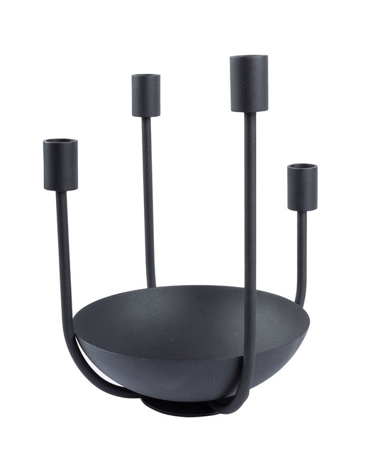VON CASA Candle Holder with Potpourri, Matt Finish, Black, Mild Steel