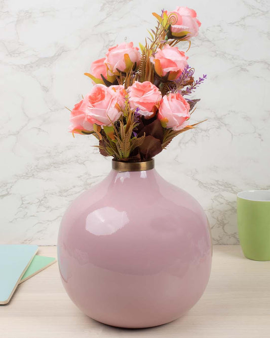 VON CASA Decorative Flower Vase, Diwali Décor, Peach, Iron - VON CASA