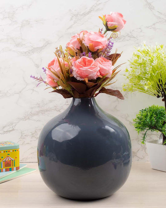 VON CASA Decorative Flower Vase, Diwali Décor, Grey, Iron - VON CASA