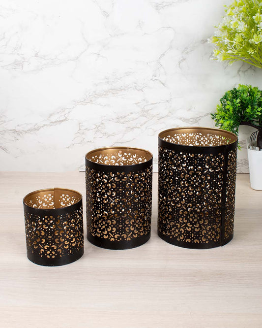 Lighting Moroccan Votive T-Light Holder, Black, Iron