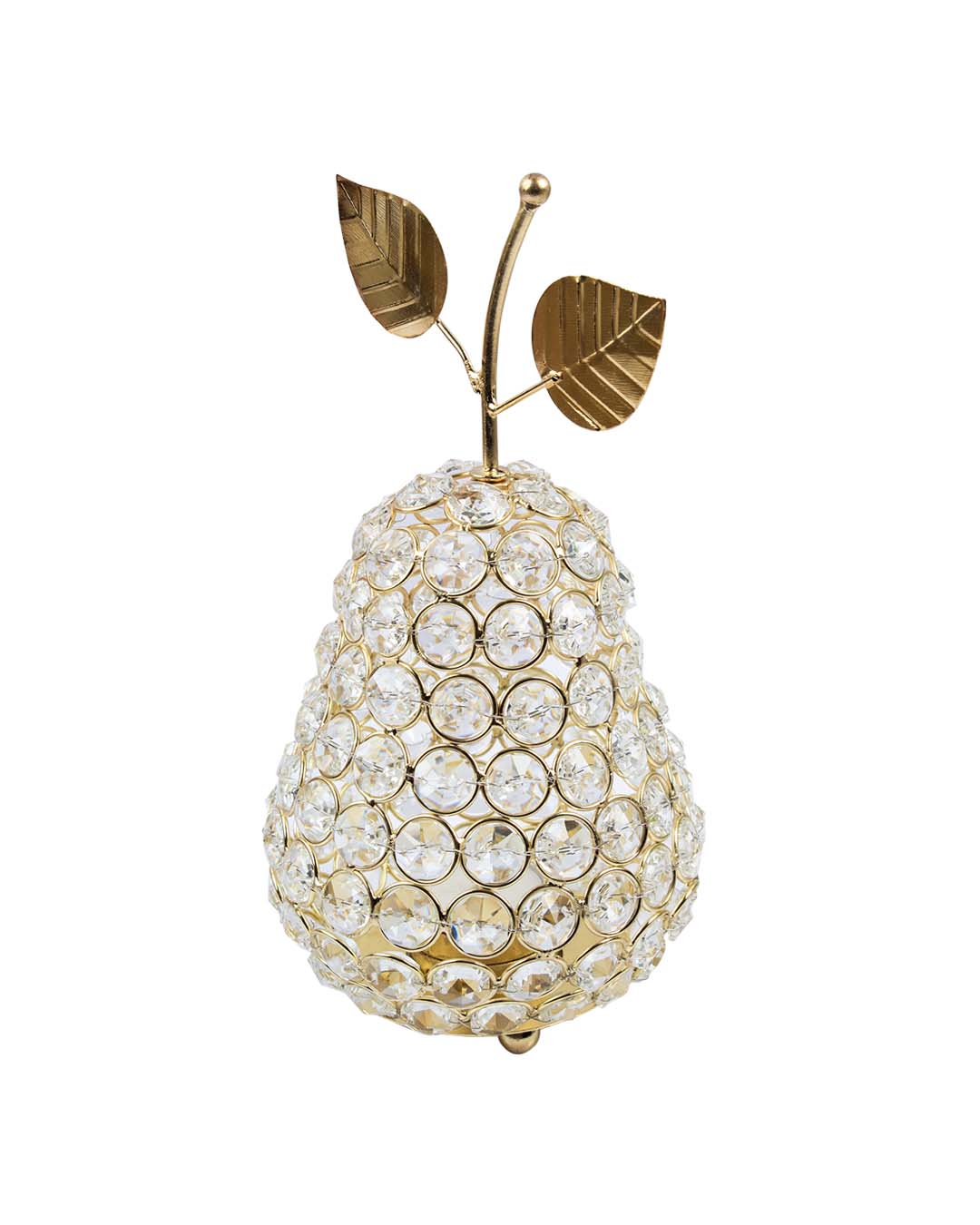 Lighting Silver Crystal Pear T-Light  Candle Holder, Diwali Special, Golden, Iron