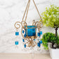 Lighting Wall Hanging Crystal T-Light Holder, Diwali Collection, Blue, Iron