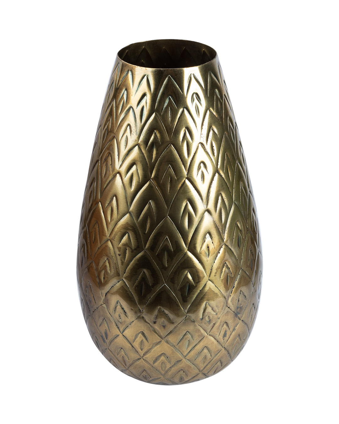 VON CASA Table Flower Vase, Hammered Finish, Golden Colour, Mild Steel