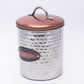 VON CASA Namkeen Jar, Kitchen Decorative, Countertop Metal Storage Jar, Silver, Mild Steel