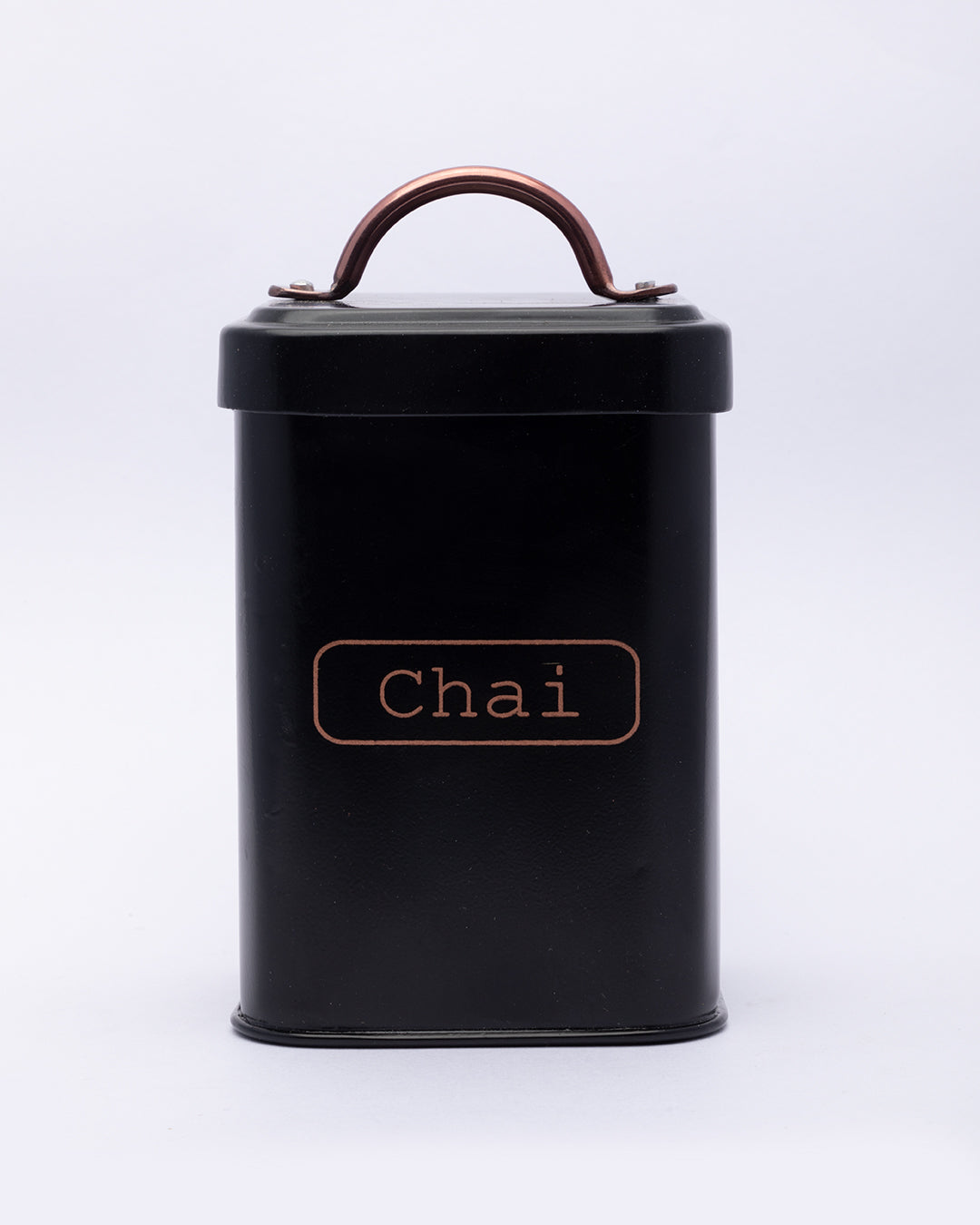 VON CASA Chai Jar, Kitchen Decorative, Countertop Metal Storage Jar, Black, Mild Steel | (1 Litre)