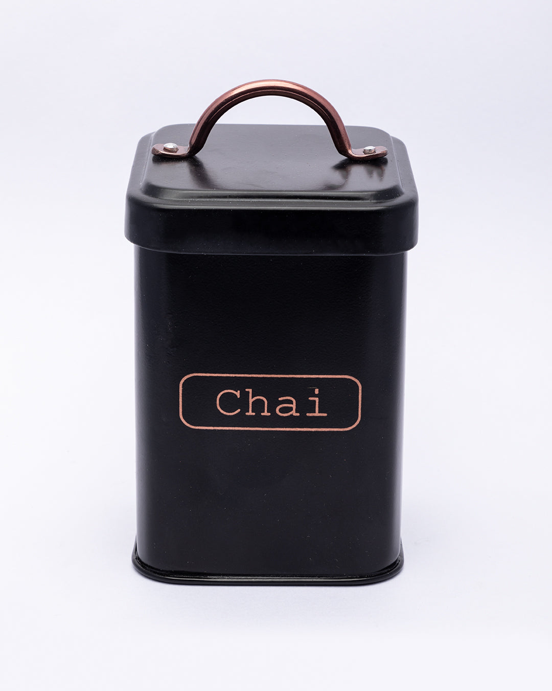 VON CASA Chai Jar, Kitchen Decorative, Countertop Metal Storage Jar, Black, Mild Steel | (1 Litre)