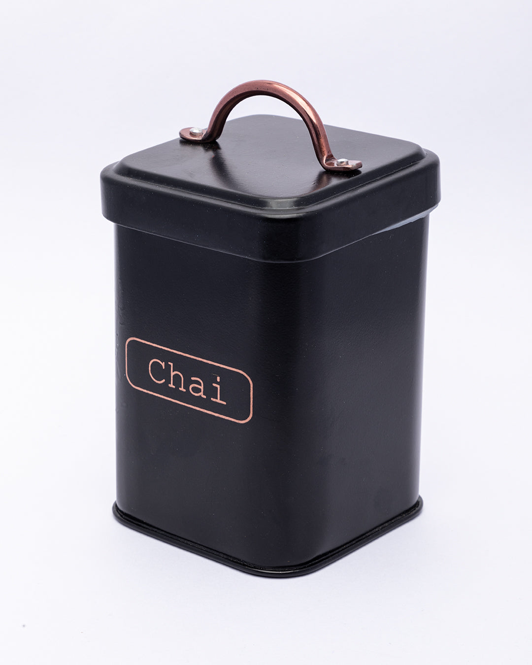 VON CASA Chai Jar, Kitchen Decorative, Countertop Metal Storage Jar, Black, Mild Steel | (1 Litre)