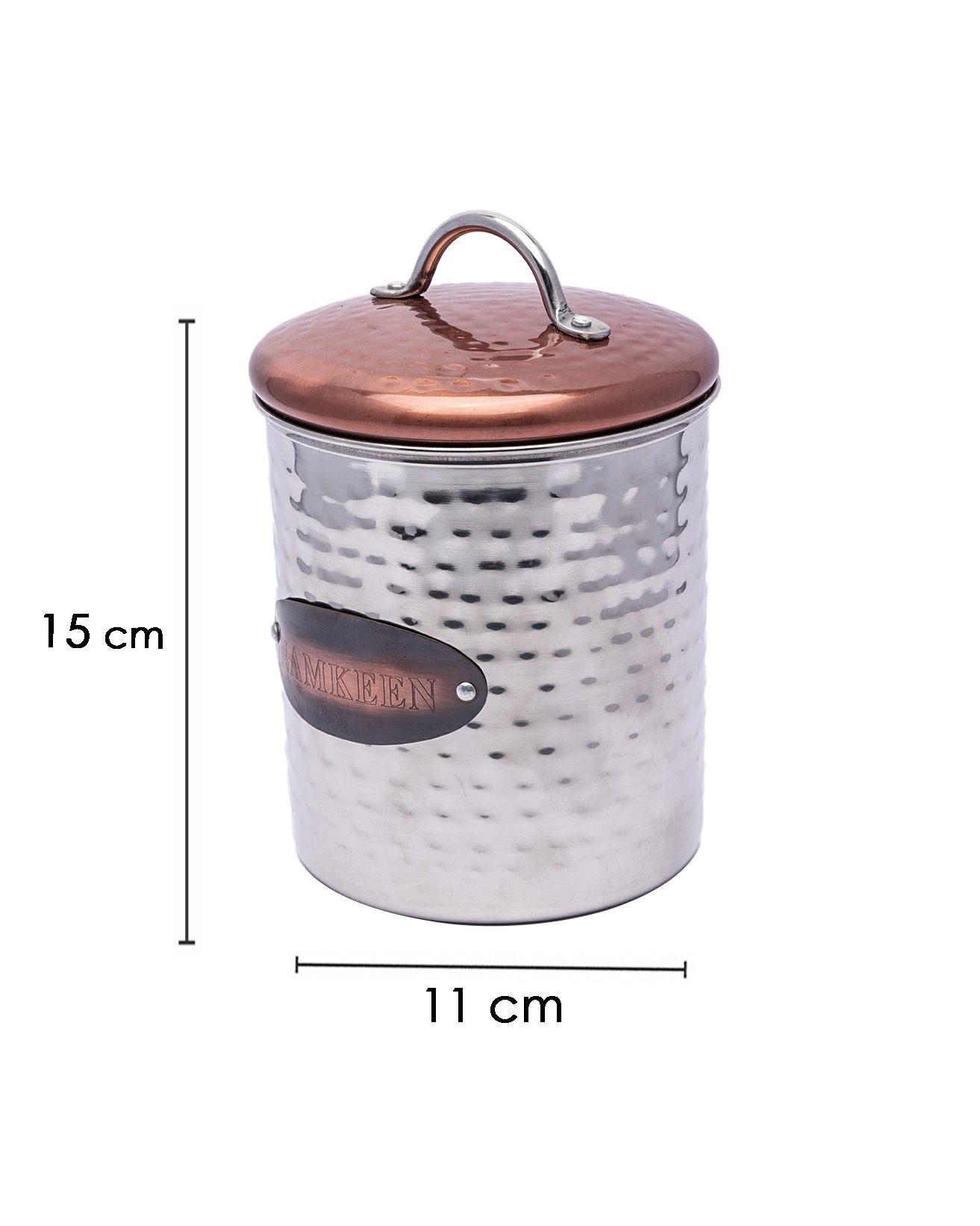 VON CASA Namkeen Jar, Kitchen Decorative, Countertop Metal Storage Jar, Silver, Mild Steel