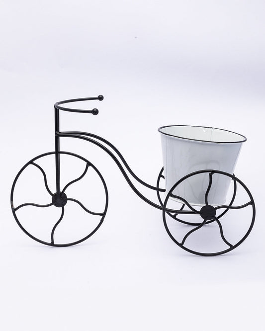 VON CASA Table Planter, Decorative, Cycle Shaped Planter, Home & Office Decor, White, Iron