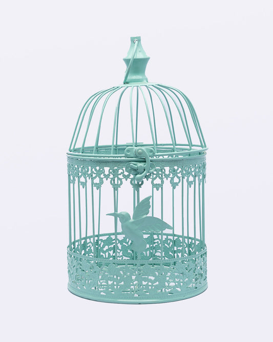 VON CASA Hanging Cage Planter, Decorative, Home & Office Decor, Turquoise, Iron