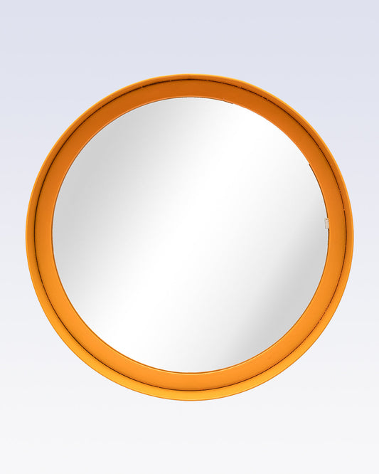 VON CASA Round Mirror, Metal Frame, Elegant Style, Modern Design, Yellow Colour, Mild Steel