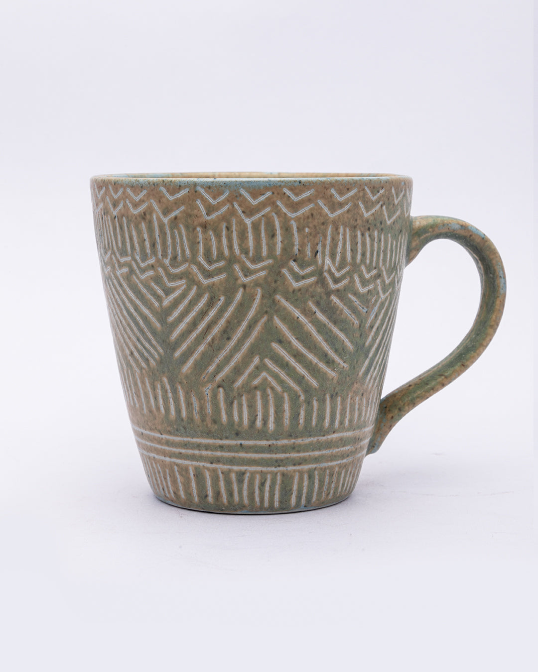 VON CASA Mug Set, Tea & Coffee Mug, Soup Mug, Stoneware, Antique Look, Green, Ceramic, Set of 2
