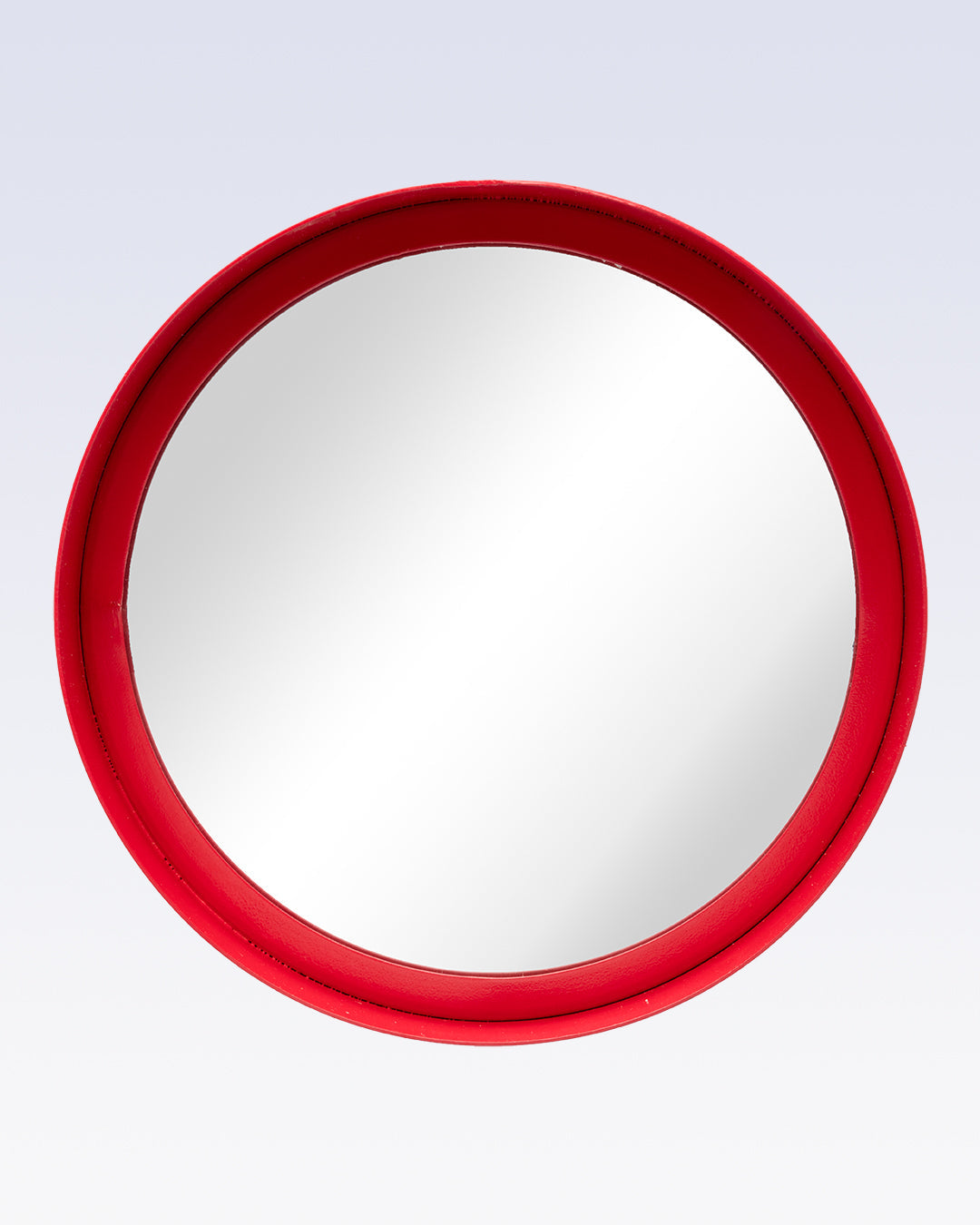 VON CASA Round Mirror, Metal Frame, Elegant Style, Modern Design, Red Colour, Mild Steel