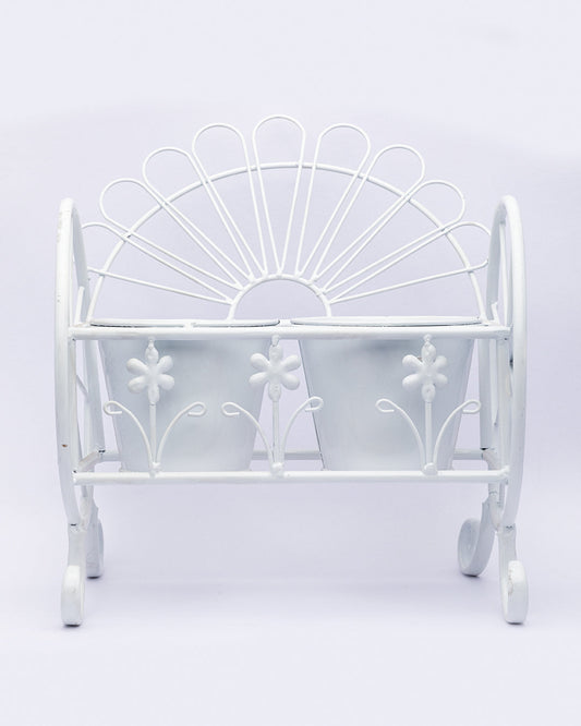 VON CASA Table Planter, Decorative, Home & Office Decor, White, Iron