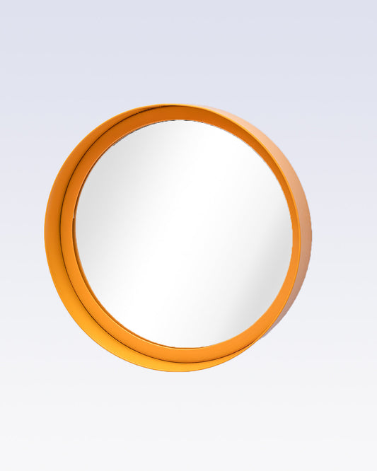 VON CASA Round Mirror, Metal Frame, Elegant Style, Modern Design, Yellow Colour, Mild Steel